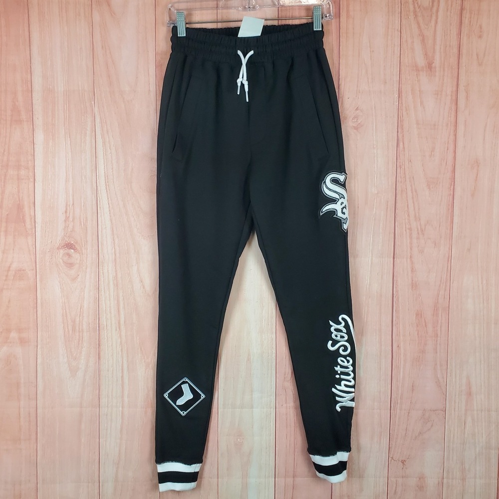 New Era Mens Jogger Pants Small Black MLB Chicago White Sox Baseball Sports